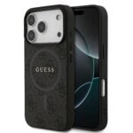 Guess PU Leather 4G MagSafe Hoesje iPhone 17 Pro - Zwart