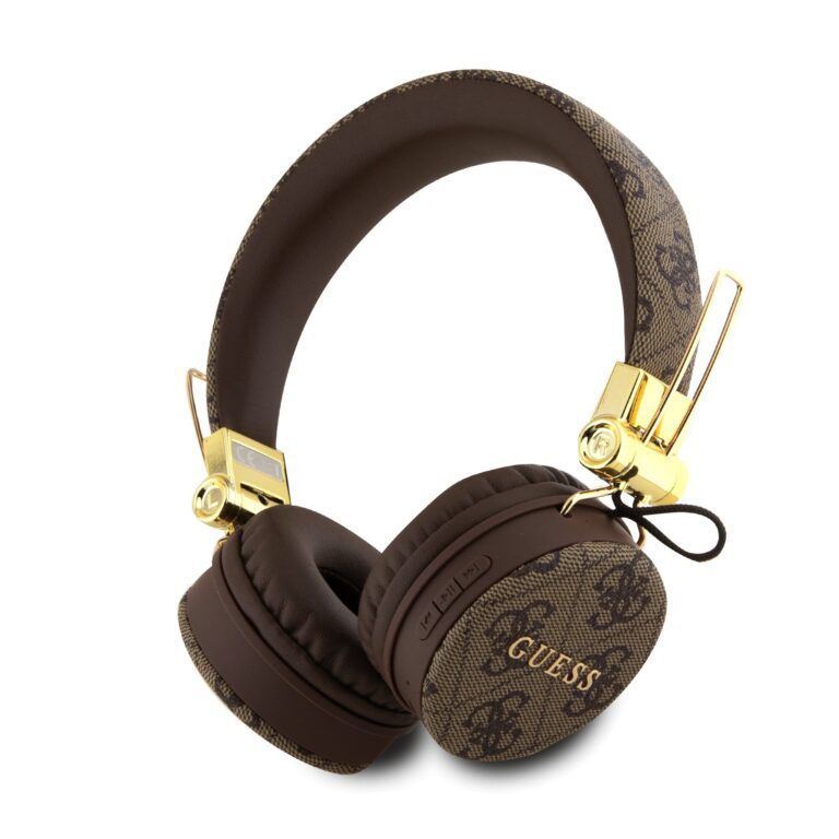 Guess PU Leather 4G Metal Logo Draadloze Koptelefoon - Bruin