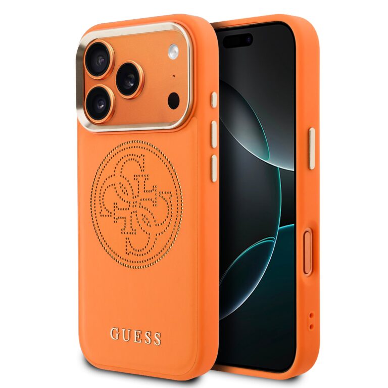 Guess PU Perforated 4G Logo MagSafe Hoesje iPhone 17 Pro - Oranje