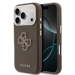 Guess PU Resin Logo Hoesje iPhone 17 Pro Max - Bruin