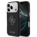 Guess PU Resin Logo Hoesje iPhone 17 Pro Max - Zwart