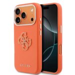 Guess PU Resin Logo Hoesje iPhone 17 Pro Max - Oranje