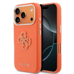Guess PU Resin Logo Hoesje iPhone 17 Pro - Oranje