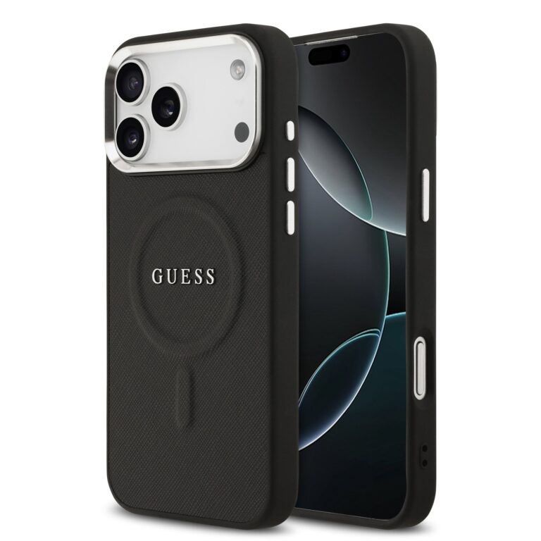 Guess PU Saffiano MagSafe Hoesje iPhone 17 Pro Max - Zwart