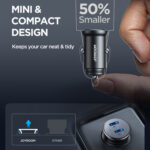 Joyroom 30W Dual USB-C Mini Autolader – Zwart - 5