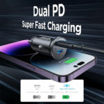 Joyroom 30W Dual USB-C Mini Autolader – Zwart - 6