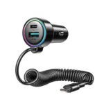 Joyroom 72W 3-in-1 Autolader met 1.6m USB-C Kabel – Zwart - 1