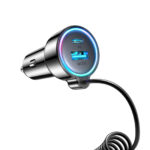 Joyroom 72W 3-in-1 Autolader met 1.6m USB-C Kabel – Zwart - 4
