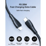 Joyroom Surpass Series 20W USB-C naar Lightning Kabel 0.25 Meter – Zwart - 1