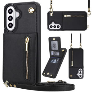 Solidenz Fashion Portemonnee hoesje met koord Samsung Galaxy A37 - Zwart