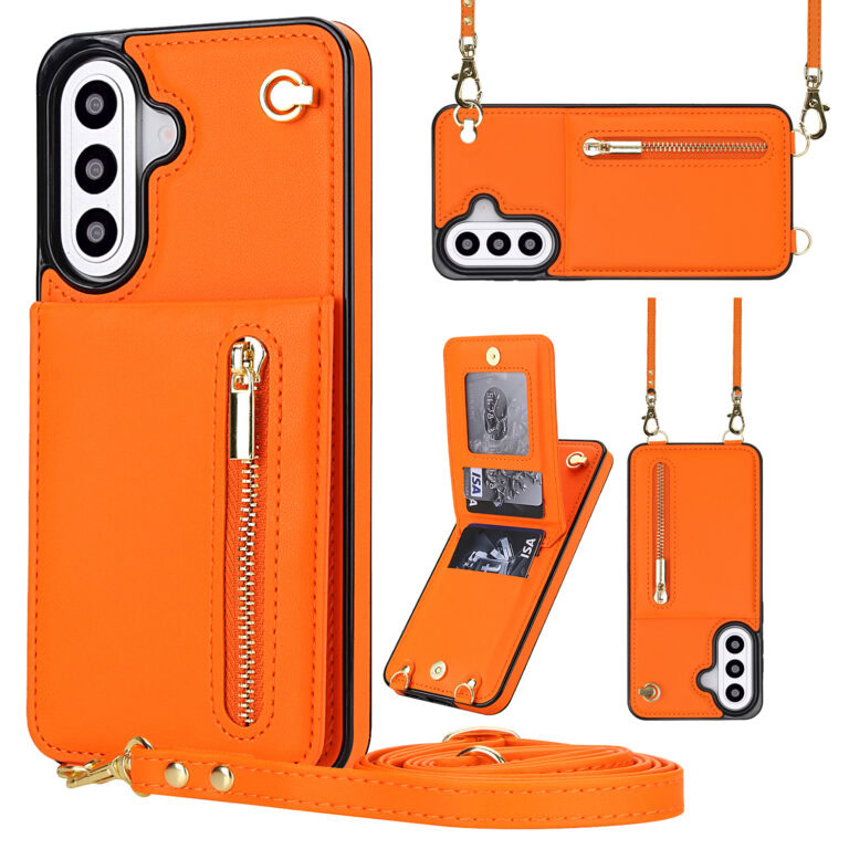 Solidenz Fashion Portemonnee hoesje met koord Samsung Galaxy A57 - Oranje