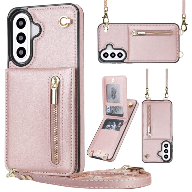 Solidenz Fashion Portemonnee hoesje met koord Samsung Galaxy A57 - Roségoud