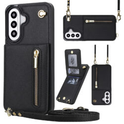 Solidenz Fashion Portemonnee hoesje met koord Samsung Galaxy A57 - Zwart