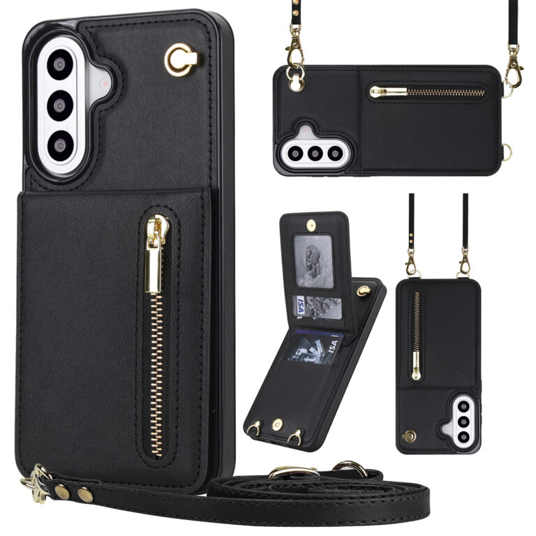 Solidenz Fashion Portemonnee hoesje met koord Samsung Galaxy A57 - Zwart