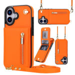 Solidenz Fashion Portemonnee hoesje met koord iPhone 17 - Oranje