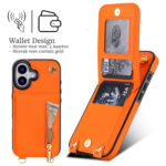 Solidenz Fashion Portemonnee hoesje met koord iPhone 17 – Oranje - 1