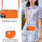 Solidenz Fashion Portemonnee hoesje met koord iPhone 17 – Oranje - 2