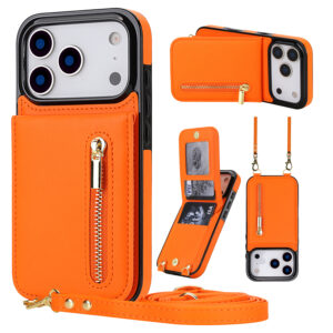 Solidenz Fashion Portemonnee hoesje met koord iPhone 17 Pro Max - Oranje