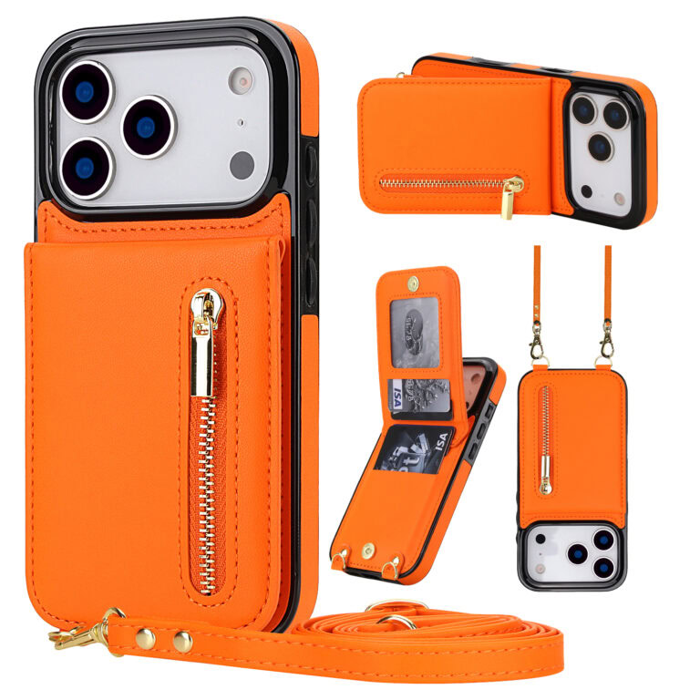 Solidenz Fashion Portemonnee hoesje met koord iPhone 17 Pro Max - Oranje