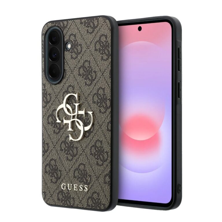 Guess PU 4G Metal Logo Backcover Hoesje Samsung Galaxy A57 - Bruin