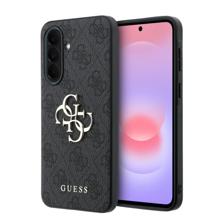 Guess PU 4G Metal Logo Backcover Hoesje Samsung Galaxy A57 - Grijs