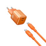 WiWU Cube 45W Dual USB-C PD Snellader Combo - Oranje