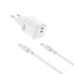 WiWU Cube 45W Dual USB-C PD Snellader Combo - Wit