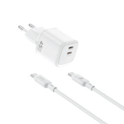 WiWU Cube 45W Dual USB-C PD Snellader Combo - Wit