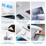 WiWU Essen Slim 45W Ultra-Compacte GaN Oplader Dual USB-C – Wit - 4