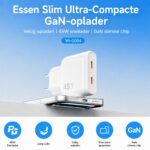 WiWU Essen Slim 45W Ultra-Compacte GaN Oplader Dual USB-C – Wit - 5