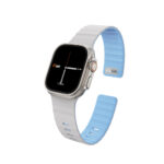 WiWU Mag Secur Magnetisch Siliconen Bandje voor Apple Watch (44/45/46/49 mm) – Grijs en Blauw - 2