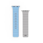 WiWU Mag Secur Magnetisch Siliconen Bandje voor Apple Watch (44/45/46/49 mm) – Grijs en Blauw - 3
