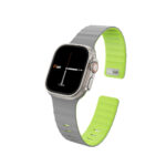 WiWU Mag Secur Magnetisch Siliconen Bandje voor Apple Watch (44/45/46/49 mm) – Grijs en Groen - 2