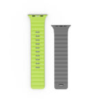 WiWU Mag Secur Magnetisch Siliconen Bandje voor Apple Watch (44/45/46/49 mm) – Grijs en Groen - 3