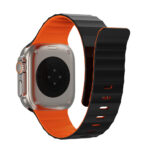 WiWU Mag Secur Magnetisch Siliconen Bandje voor Apple Watch (44/45/46/49 mm) – Zwart en Oranje - 1
