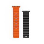 WiWU Mag Secur Magnetisch Siliconen Bandje voor Apple Watch (44/45/46/49 mm) – Zwart en Oranje - 3