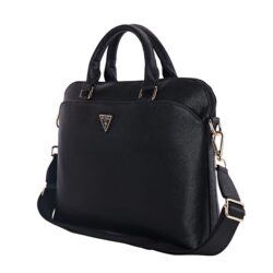 Guess PU Grained Triangle Logo Laptoptas voor 15 en 16 inch - Zwart