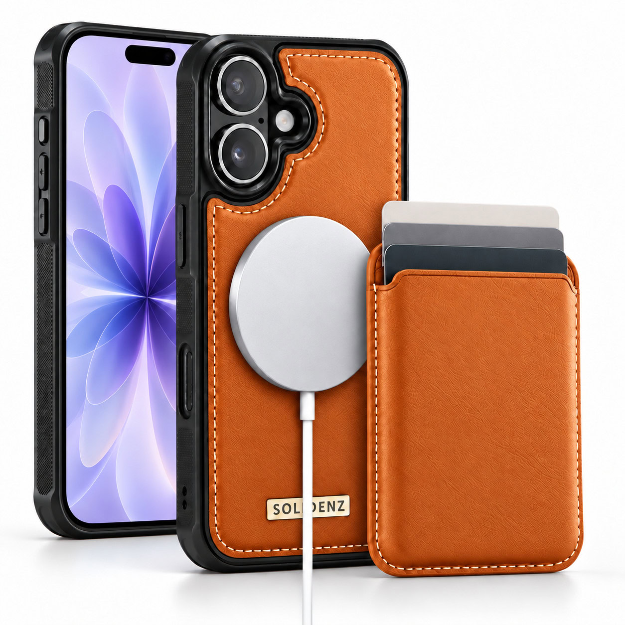 Solidenz MagSafe Wallet Backcover voor iPhone 16 - Oranje