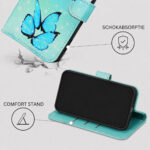 Solidenz Book Case voor Samsung Galaxy S26 FE met vlinders - Blauw/Meerkleurig - afbeelding 5