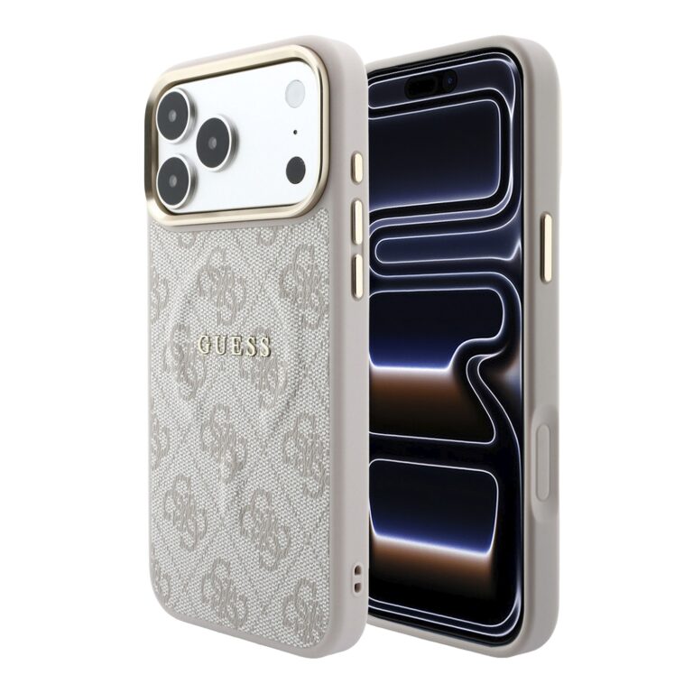 Guess 4G Gold Frame Embossed MagSafe hoesje voor iPhone 17 Pro en iPhone 18 Pro - Roze
