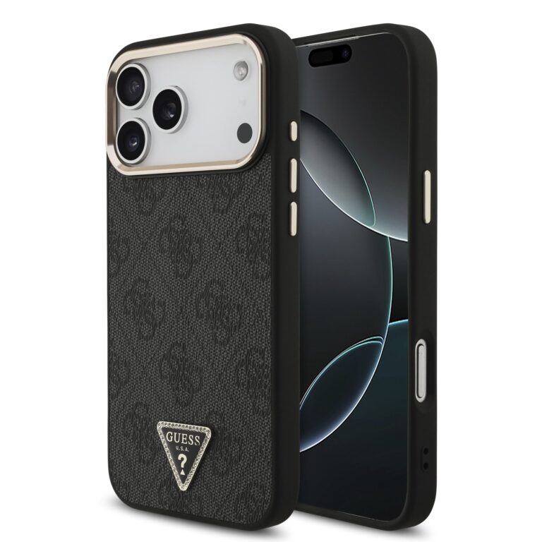 Guess 4G Triangle Logo hoesje met MagSafe voor iPhone 17 Pro Max en iPhone 18 Pro Max - Zwart