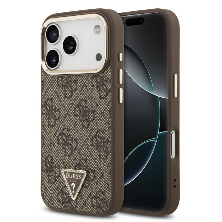 Guess 4G Triangle Logo hoesje met MagSafe voor iPhone 17 Pro en iPhone 18 Pro - Bruin