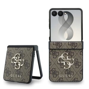 Guess PU 4G Metal Logo Hoesje Samsung Galaxy Z Flip 8 - Bruin