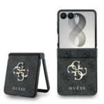 Guess PU 4G Metal Logo Hoesje Samsung Galaxy Z Flip 8 - Grijs