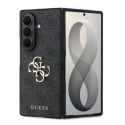 Guess PU 4G Metal Logo Hoesje Samsung Galaxy Z Fold 8 Ultra - Grijs