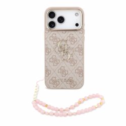Guess PU 4G Metal Logo Strap backcover voor iPhone 17 Pro Max en iPhone 18 Pro Max - roze