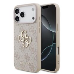 Guess PU 4G Metal Logo hoesje voor iPhone 17 Pro Max en iPhone 18 Pro Max - Roze