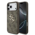 Guess PU 4G Metal Logo hoesje voor iPhone 17 Pro en iPhone 18 Pro - Bruin
