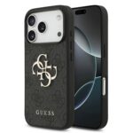 Guess PU 4G Metal Logo hoesje voor iPhone 17 Pro en iPhone 18 Pro - Grijs