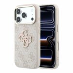 Guess PU 4G Resin Metal Logo backcover voor iPhone 17 Pro Max en iPhone 18 Pro Max - roze